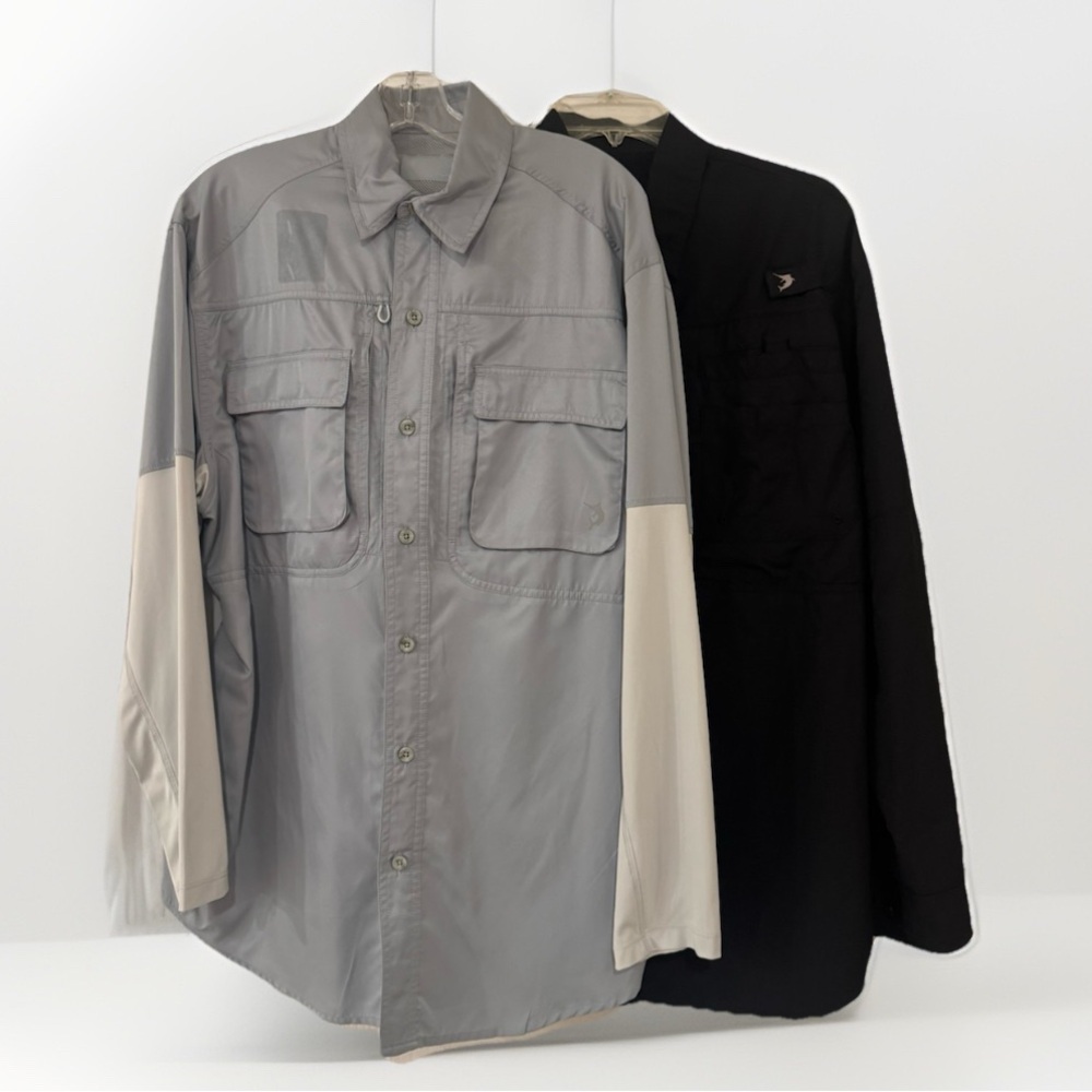 Reel Legends Men’s Gray and Black Button-Up Shirt Bundle